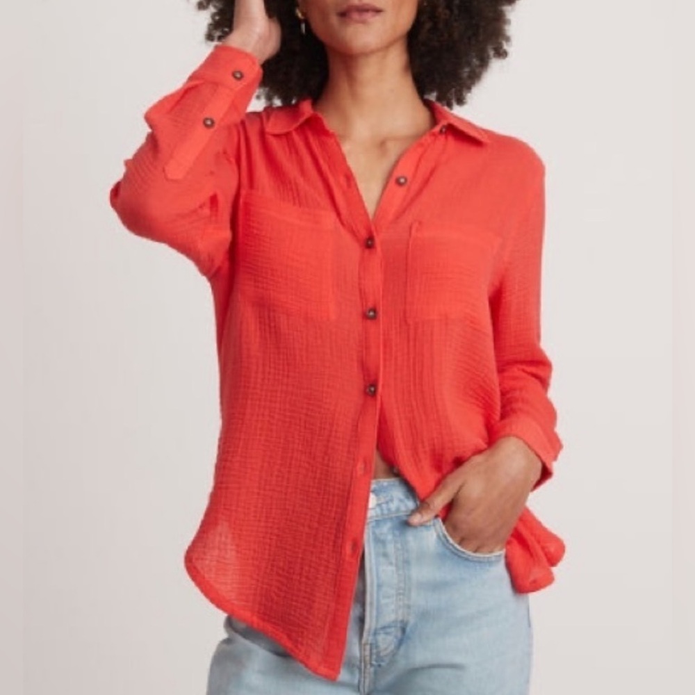 Marine Layer Reese Gauze Shirt - red (XS)